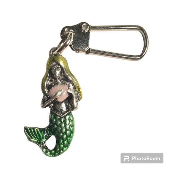Mermaid Zipper Pull Purse Charm Keychain Backpack Colorful Metal Island Beach - Picture 2 of 7